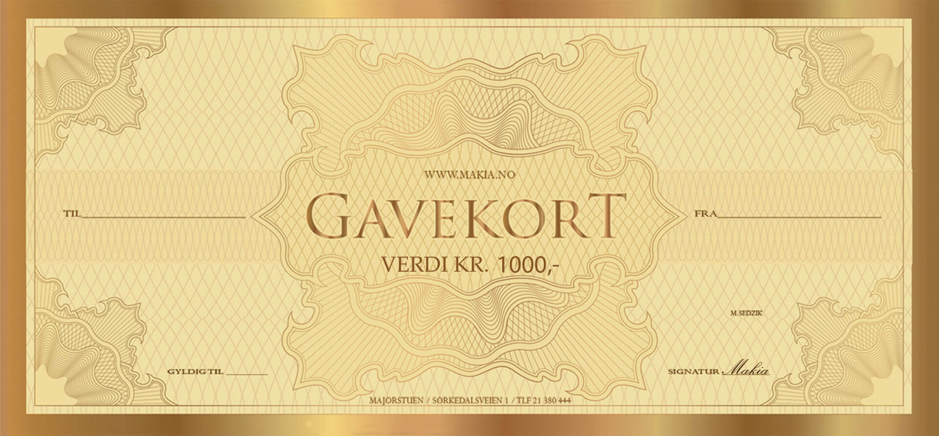 Gavekort på 1000 kr til Makia Salong